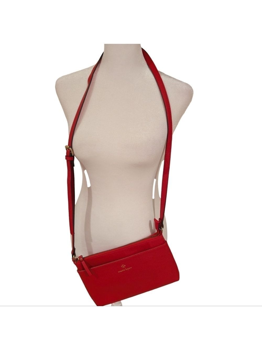 Nanette Lepore Red Pebble Leather Crossbody Bag. - Picture 2 of 9